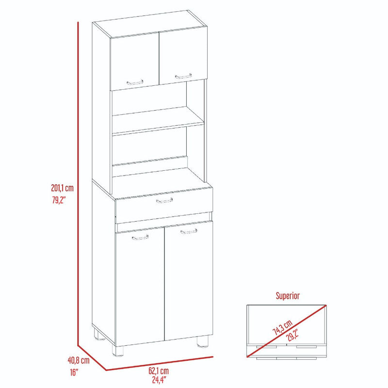 Microwave Cabinet Madison, Kitchen, White / Smoky Oak