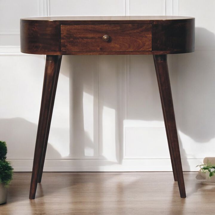 Artisan Furniture Solid Wood Honey Caramel Rounded Small Console Table
