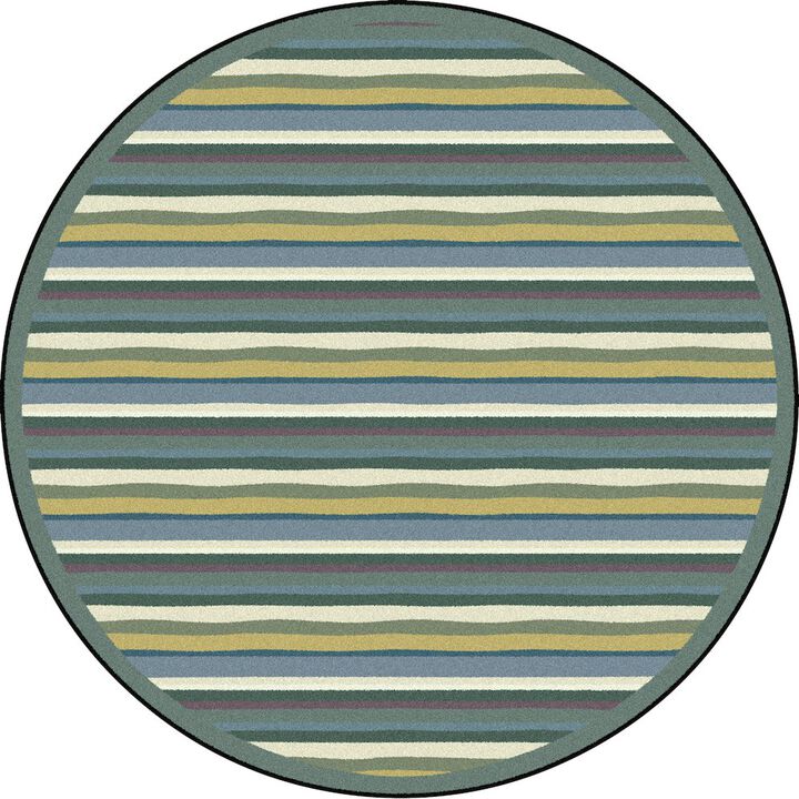 Joy Carpets Kid Essentials Yipes Stripes 13'2 Round Area Rug in Color Soft