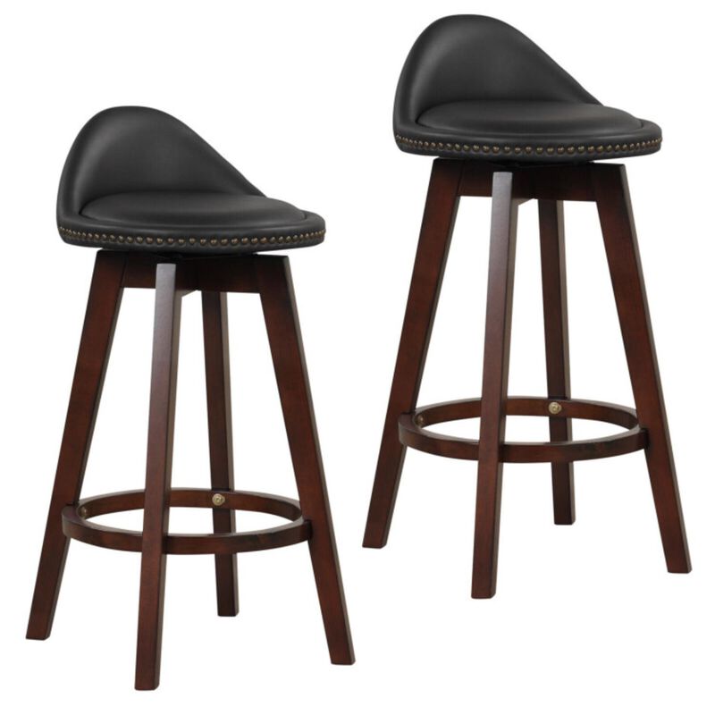Hivvago 2 Pieces Cushioned Swivel Bar Stool Set with Low Back