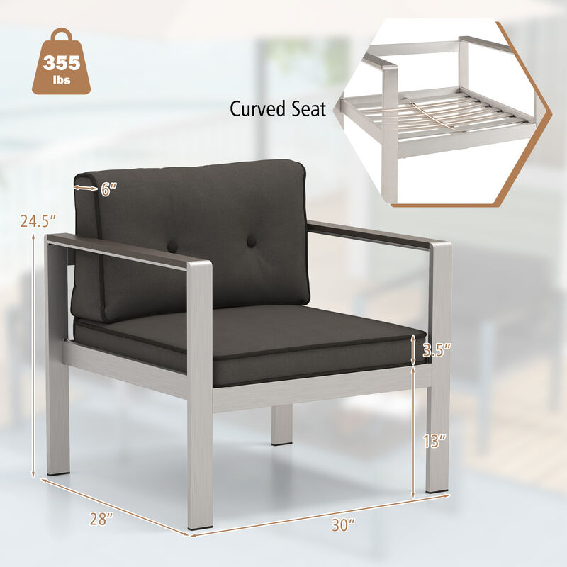 Contemporary Sofa Chair with WPC Armrests and Back Cushions-Grey