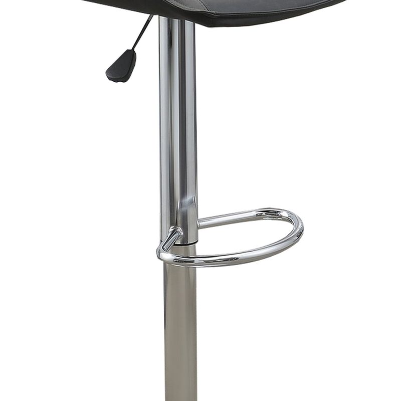 Carl 25-29 Inch Vegan Faux Leather Bar Stool, Adjustable Height, Set of 2, Gray Seat-Benzara