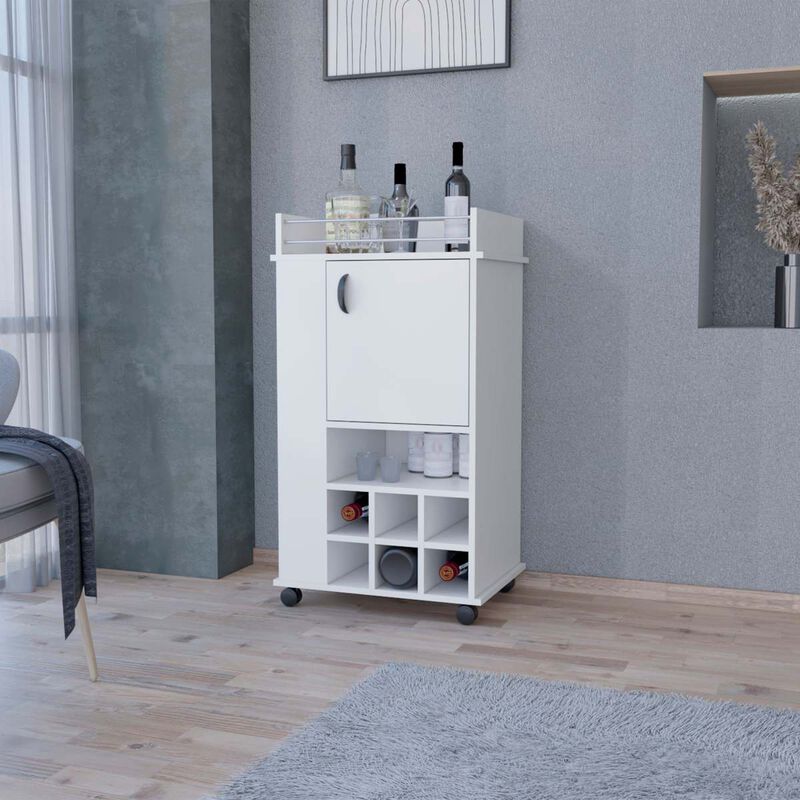 Allandale 1-Door Bar Cart With Wine Rack And Casters