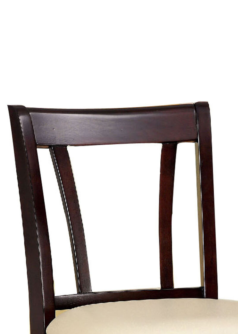 Wooden Counter Height Chair With Padded Seat and Back, Pack of 2, Brown & Ivory-Benzara