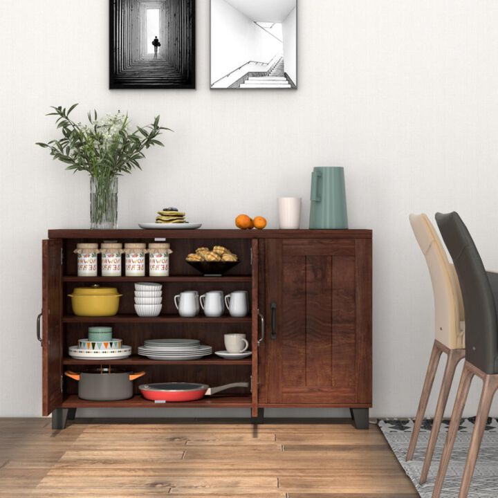 Hivvago 3-Door Buffet Sideboard with Adjustable Shelves and Anti-Tipping Kits