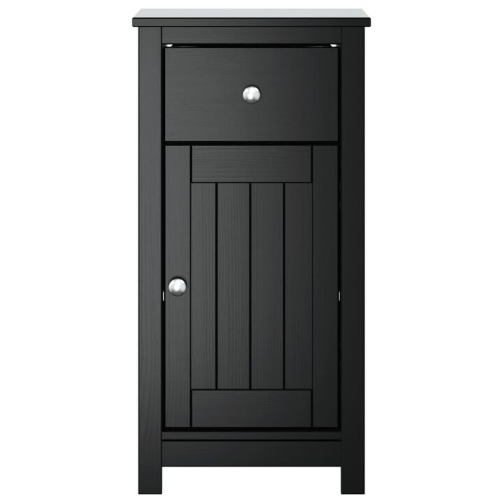 vidaXL Bathroom Cabinet BERG Black 15.7"x13.4"x31.5" Solid Wood Pine