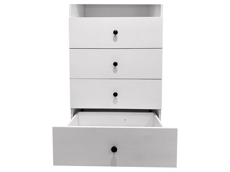 Clothes Organizer with Closet Shelves Wall Mounted, Wardrobe Closet Organizer System, Closet System with 6 Drawers, Wooden Walk in Closet Organizers and Storage,White
