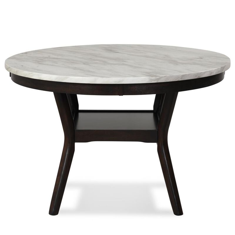 New Classic Furniture Furniture Celeste 5-Pc Faux Marble Round Dining Set  4 Chair-Gray