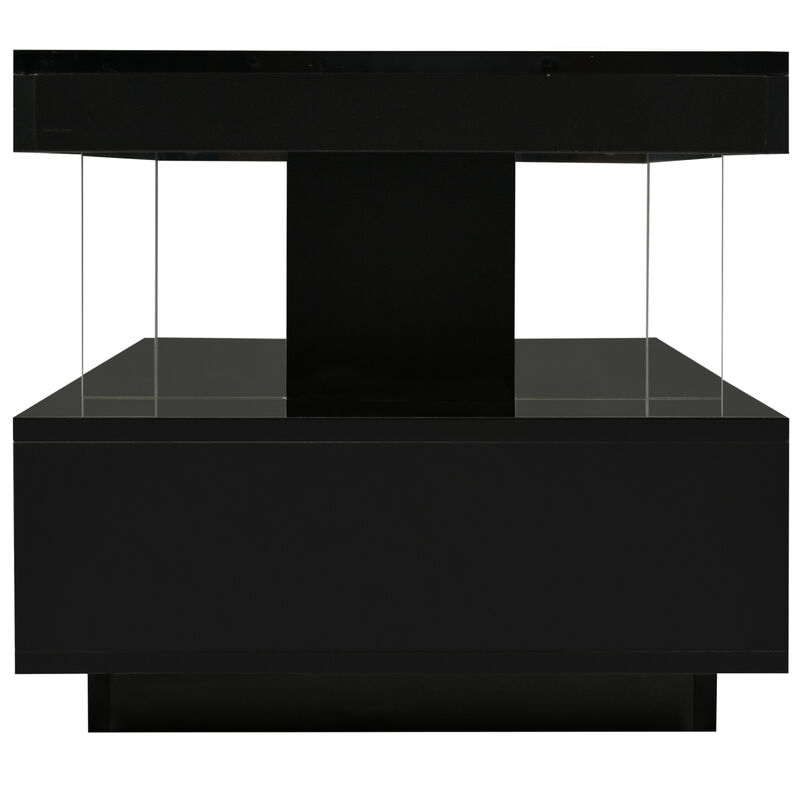 LED Coffee Table With Storage and Display Shelves