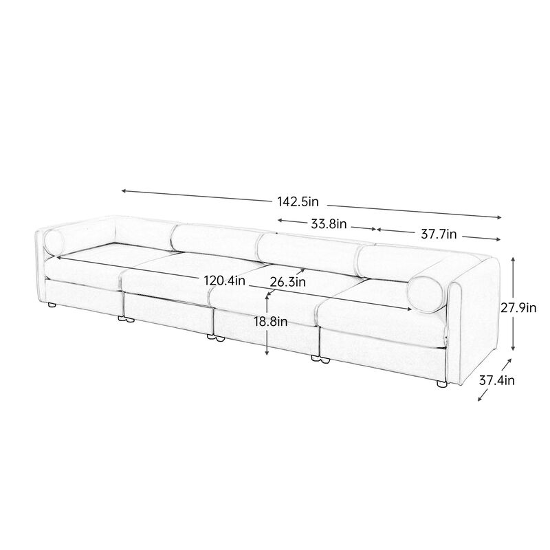 Merax 4 Seats Sofa with Storage for Living Room
