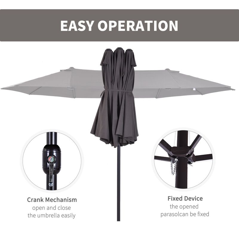Gray Sun Umbrella: 15ft Double-Sided Patio Umbrella with Crank