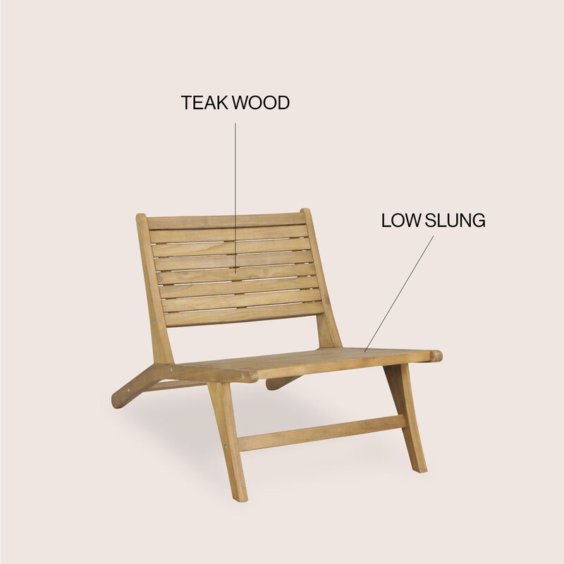 Leo Mid-Century Modern Wood Armless Outdoor Patio Chair