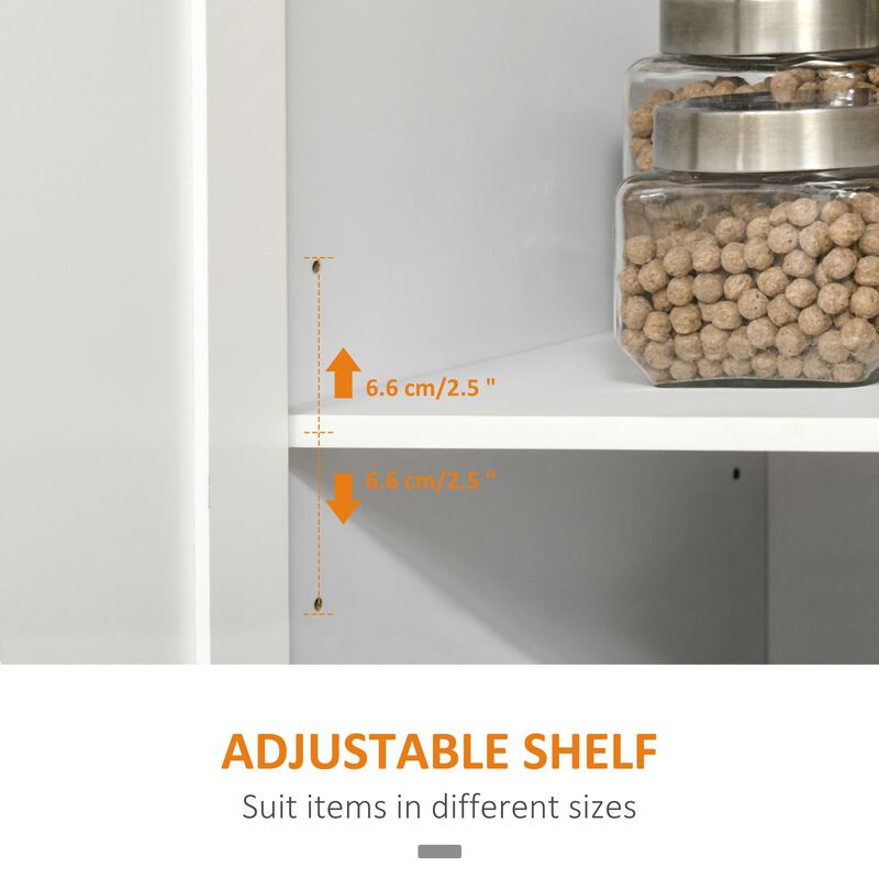 White Culinary Companion: Kitchen Island with Rubberwood Top & Storage