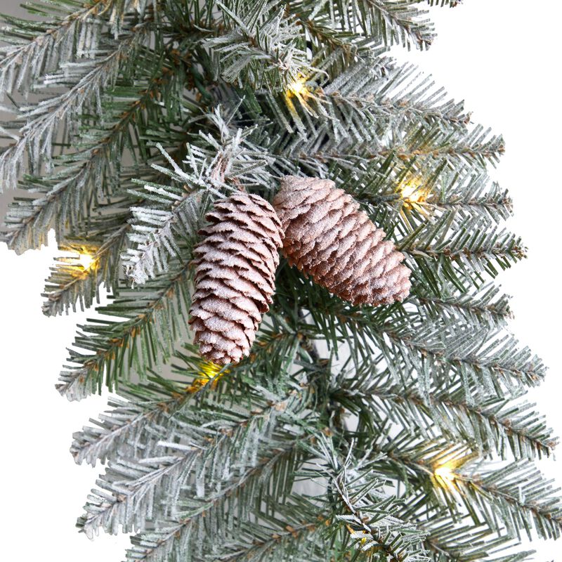 Hivvago 3' Holiday Christmas Geometric Diamond Frosted Wreath with Pinecones and 50 Warm White LED Lights