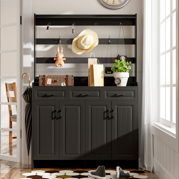 Merax 4-Door Shoe Cabinet with Coat Rack