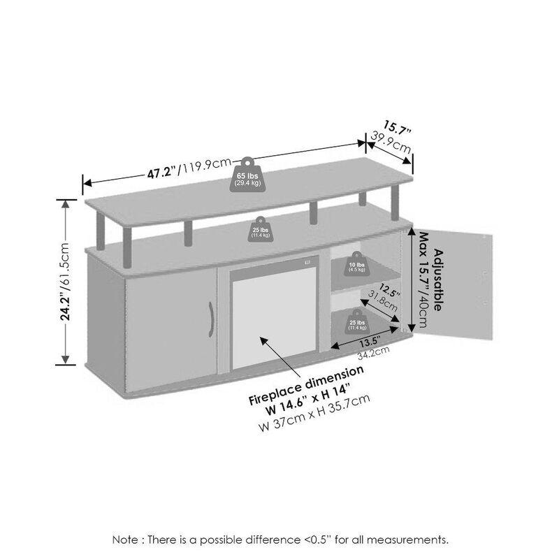 Electric Fireplace TV Stand, Entertainment Center for TV up to 55 Inch