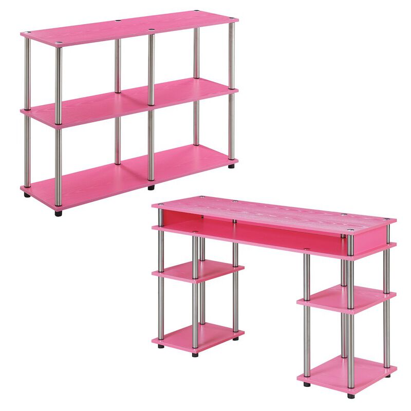 Convenience Concepts Designs2Go No Tools Desk and Console Table Set