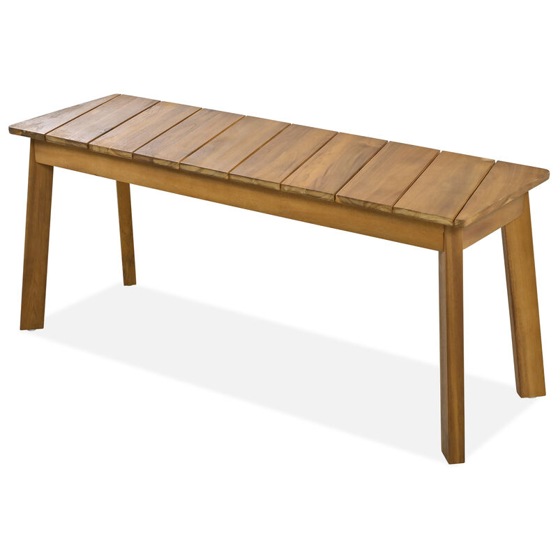 Merax 3 Pieces Acacia Wood Table Bench Dining Set