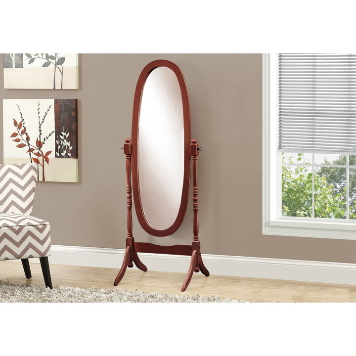 Monarch Specialties I 3101 Mirror, Full Length, Standing, Floor, 60" Oval, Dressing, Bedroom, Wood, Walnut, Traditional