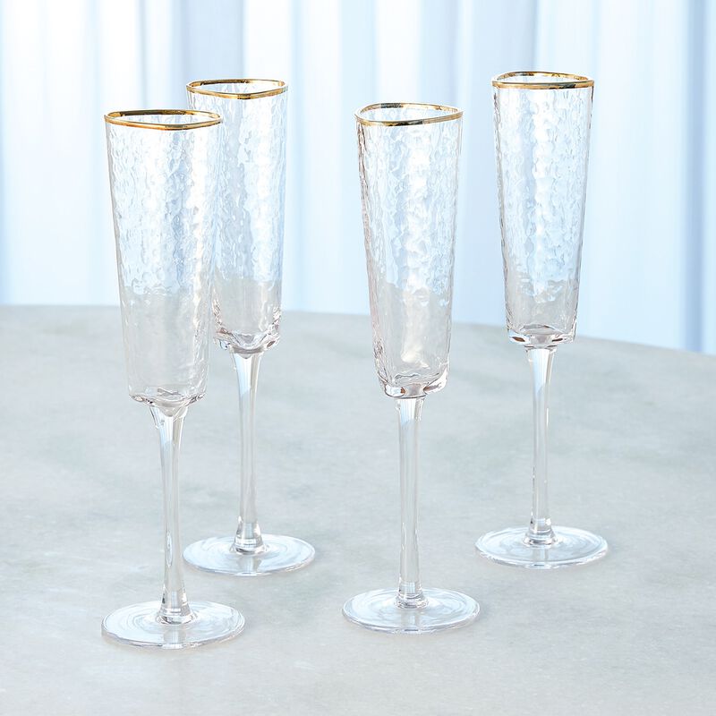 Set of 4 Hammered Champagne Glasses