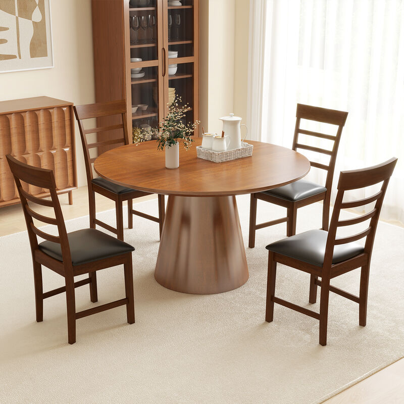 Wooden Dining Chair with Rubber Wood Frame Set of 2
