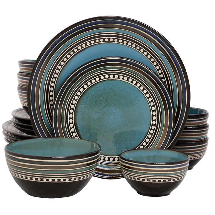 Gibson Elite CafÃ© Versailles 16 Piece Double Bowl Dinnerware Set - Blue