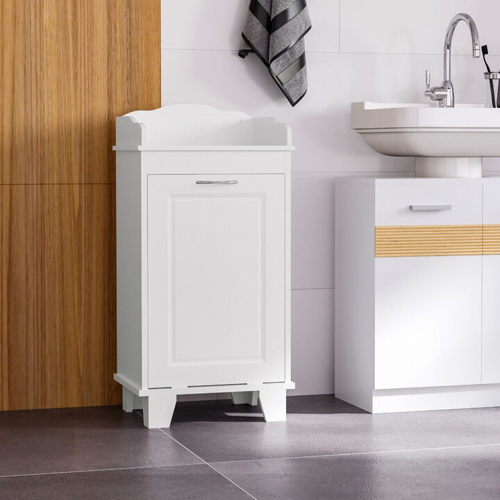 Country-Style Laundry Solution: 31" White Tilt-Out Hamper with Storage