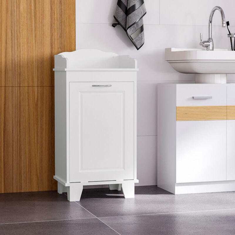 Country-Style Laundry Solution: 31" White Tilt-Out Hamper with Storage