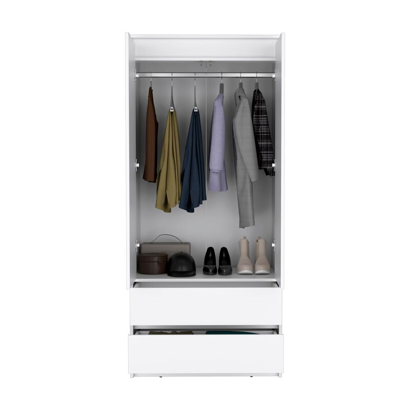DEPOT E-SHOP Palmer 2 Drawers Armoire, Wardrobe Closet with Hanging Rod, Black