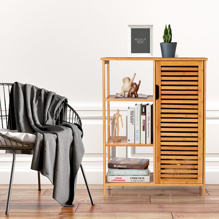 Wicker Bathroom Storage Cabinet with Single Door