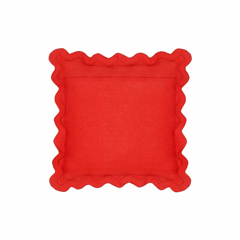 Scalloped Edge Magenta and Pink Cotton Velvet Throw Pillow