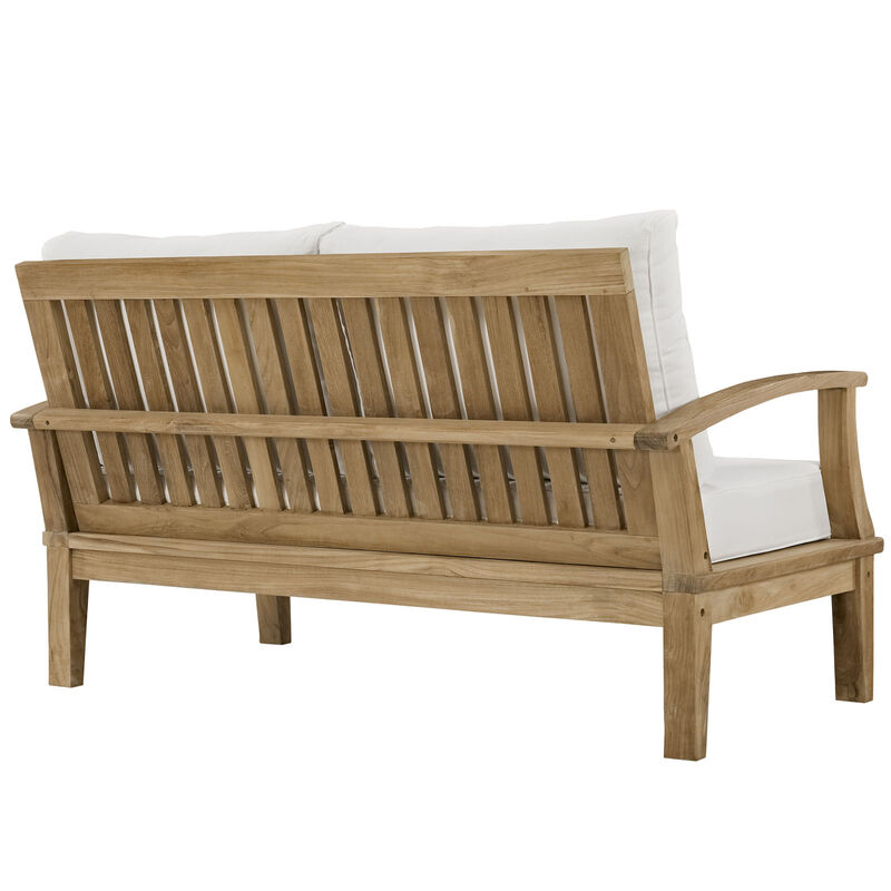 Modway - Marina Outdoor Patio Teak Loveseat Natural White