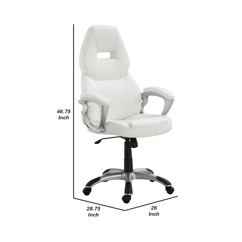 Leather, Sporty Executive High Back Office Chair, White-Benzara