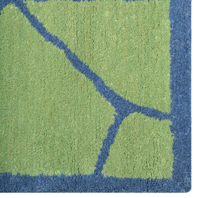 RUGSOTIC CARPETS HAND TUFTED WOOL ECO-FRIENDLY AREA RUGS  - 5'x8', Rectangle Shape, Green & Blue, Contemporary Modern Design, High Pile Handmade Area Rugs for Living Room, Bed Room (K00692)