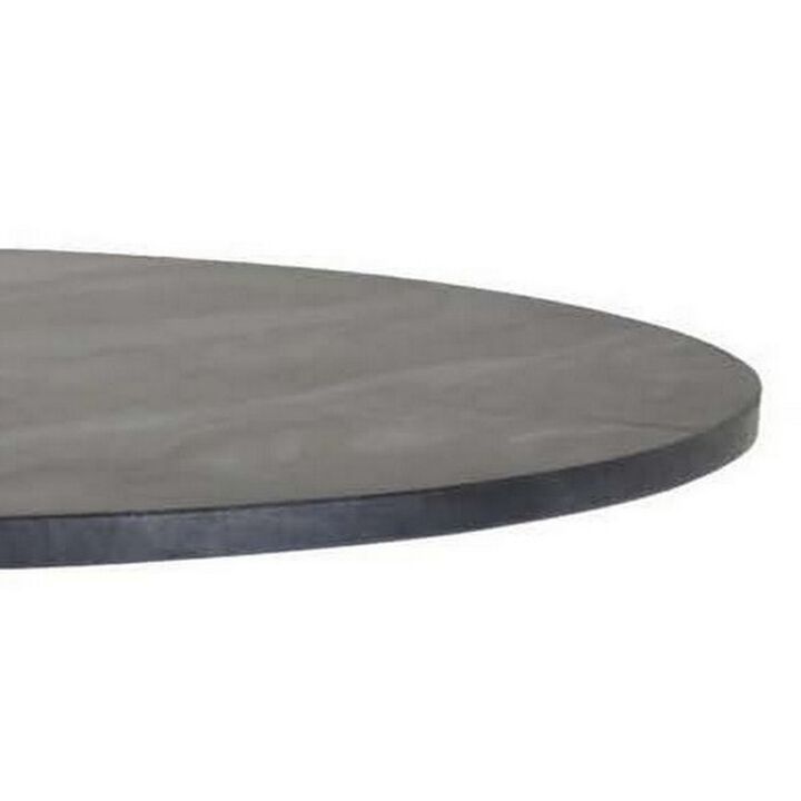 Tilu 24 Inch Plant Stand Side Table, Black Round Marble Top, Gold Metal - Benzara