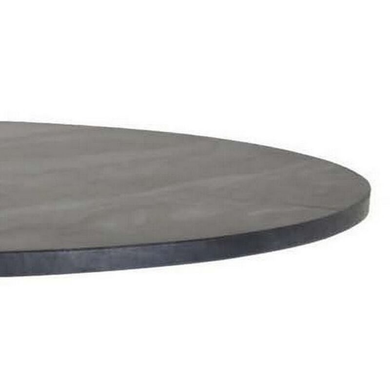 Tilu 24 Inch Plant Stand Side Table, Black Round Marble Top, Gold Metal - Benzara