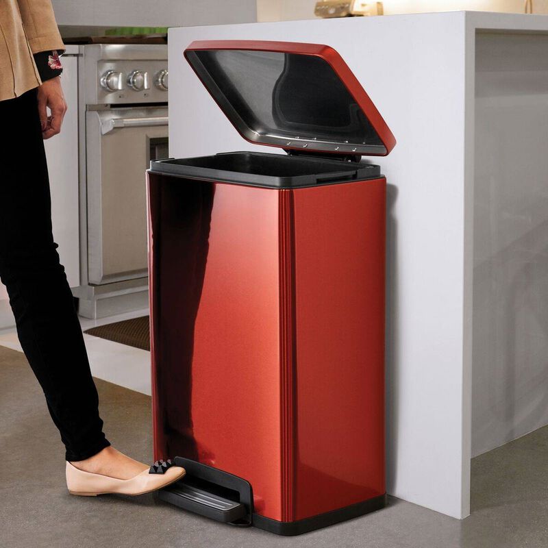 Hivvago Stainless Steel 13 Gallon Kitchen Trash Can with Step Lid in Copper Red Finish