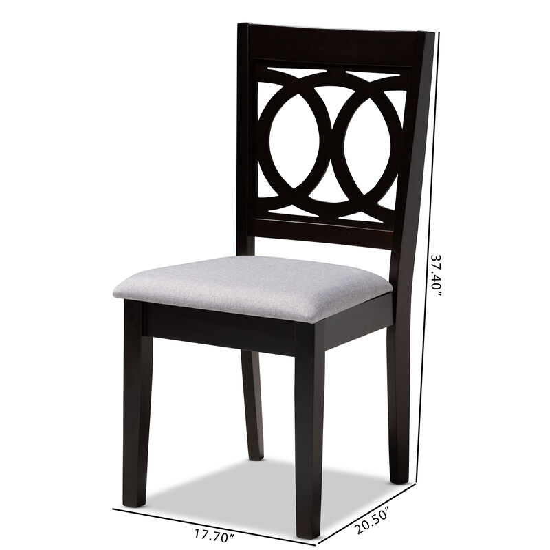 Baxton Studio Lenoir Modern Gray Fabric Upholstered Espresso Finished Wood Dining Chair