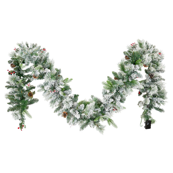 Sunnydaze Sunnydaze Holiday Glimmer 9' Pre-Lit PVC Garland - Flocked