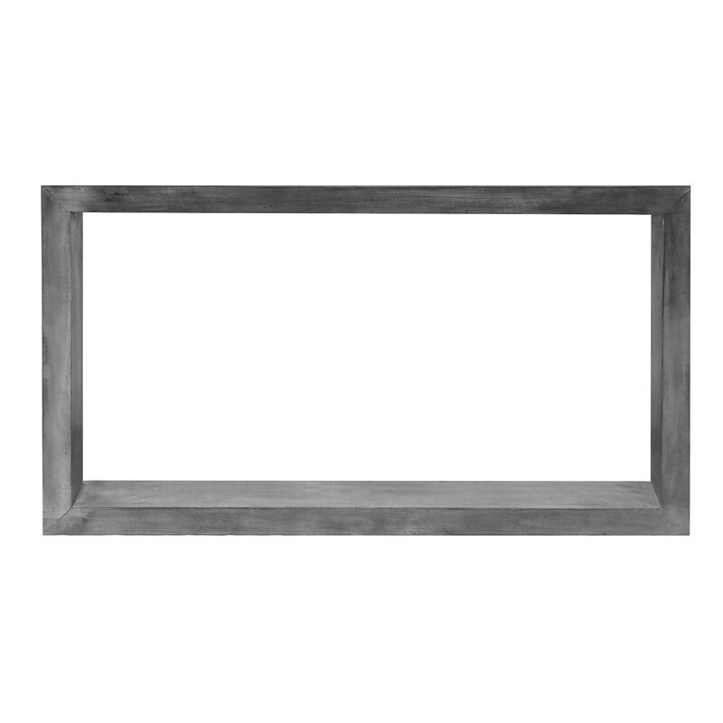 52" Cube Shape Wooden Console Table with Open Bottom Shelf, Charcoal Gray-Benzara