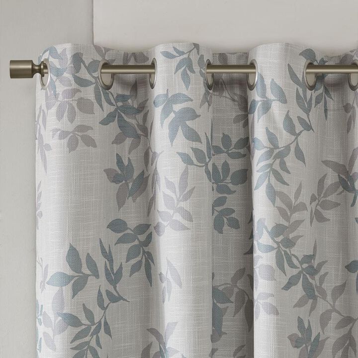 Belen Kox Aqua Printed Botanical Blackout Window Panel, Belen Kox