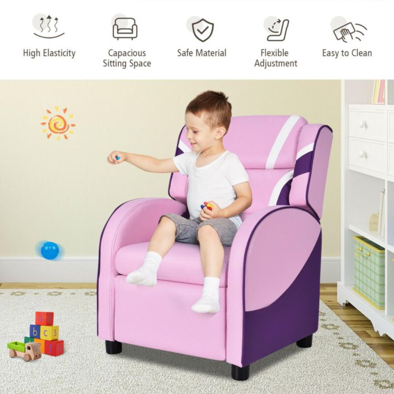Hivvago Kids Leather Recliner Chair with Side Pockets