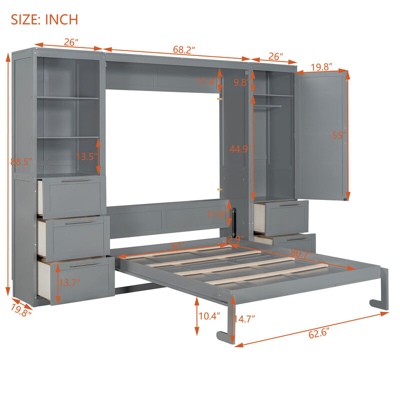 Merax Murphy Bed Wall Bed with Closet