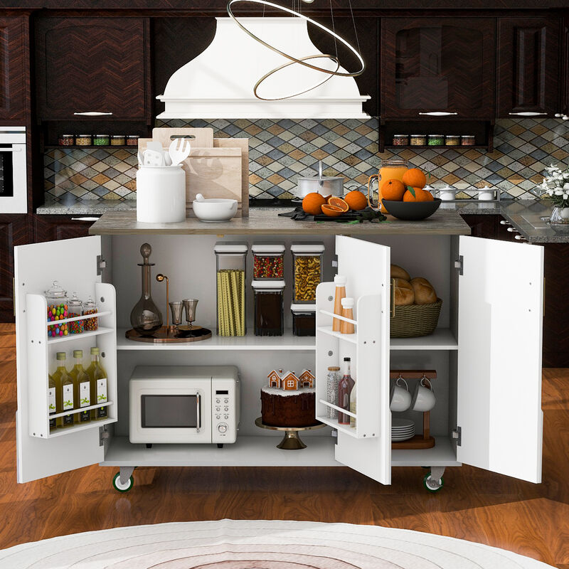 Streamdale Farmhouse Kitchen Island on Wheels with Storage Rack
