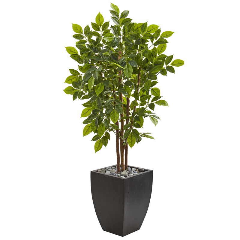 Hivvago 57 Inches River Birch Artificial Tree in Black Planter