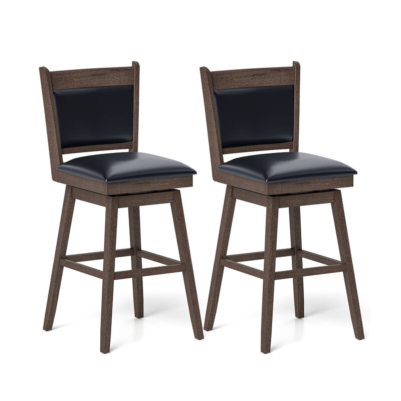 Padded Bar Stools Set of 2 with Swivel Seat and Footrest