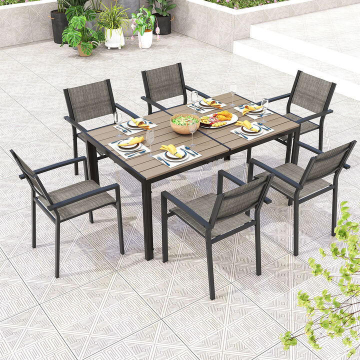 Large Outdoor Rectangle Dining Table with Metal Legs