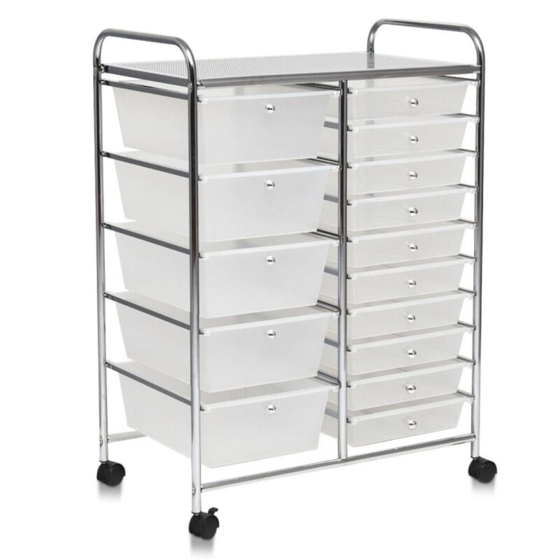 Hivvago 15-Drawer Utility Rolling Organizer Cart Multi-Use Storage