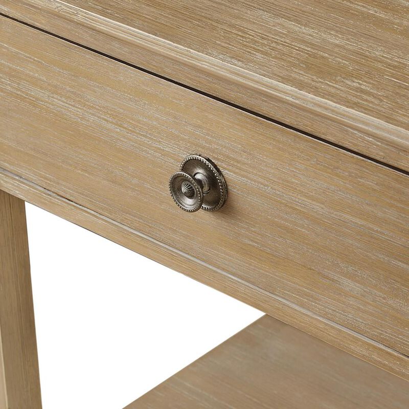 Starlight Canyon Home Rustic Brown Nightstand With Rubber Wood Frame And Metal Accents For Bedroom