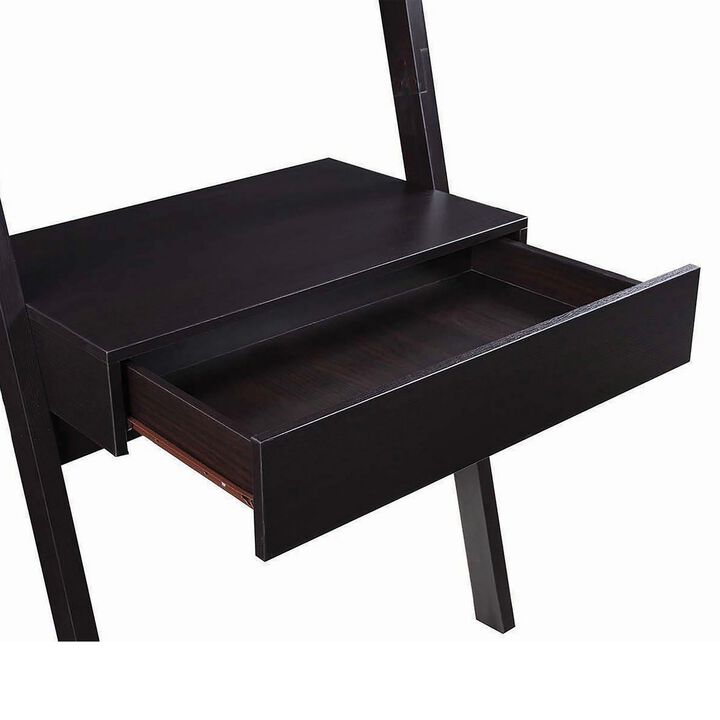 Freakish Ladder Desk With One Drawer, Cappuccino-Benzara